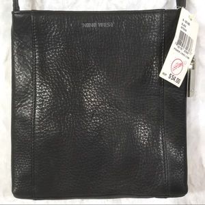 New! Nine West Black Leather Satchel Shoulder Bag